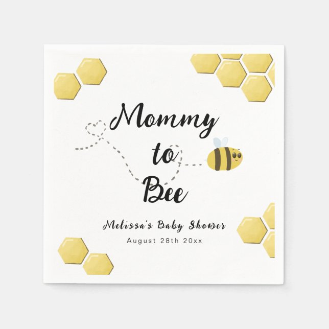 Mummy to Bee Cute Honeycomb Baby Shower Napkin (Front)