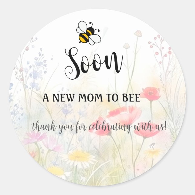 Mummy-to-Bee Floral Baby Girl Shower  Classic Round Sticker (Front)