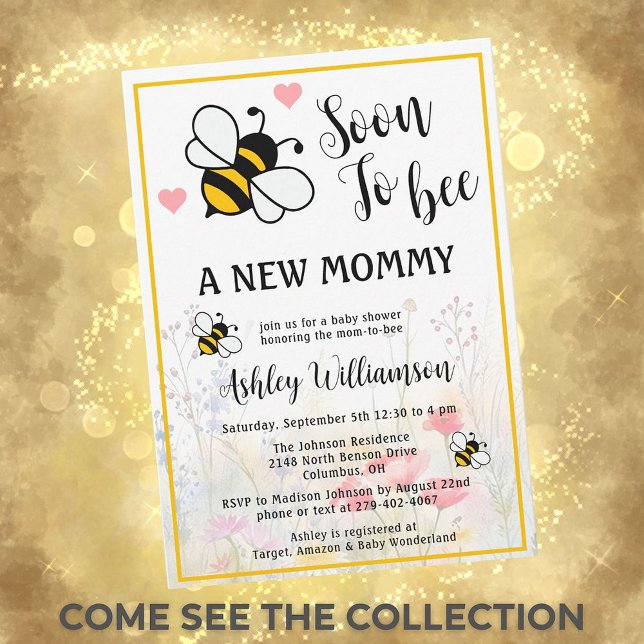 Mummy-to-Bee Floral Baby Girl Shower Invitation (Creator Uploaded)