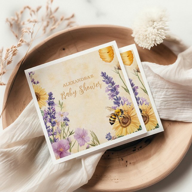 Mummy to Bee Floral  Baby Shower Napkin (Creator Uploaded)