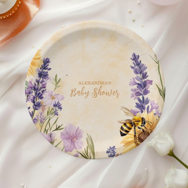 Mummy to Bee Floral  Baby Shower Paper Plate (Creator Uploaded)