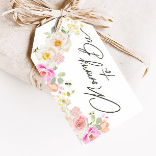 Mummy to Bee Floral Watercolor Baby Shower Favou Gift Tags