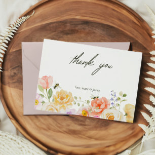 Mummy to Bee Floral Watercolor Flat Thank You Card