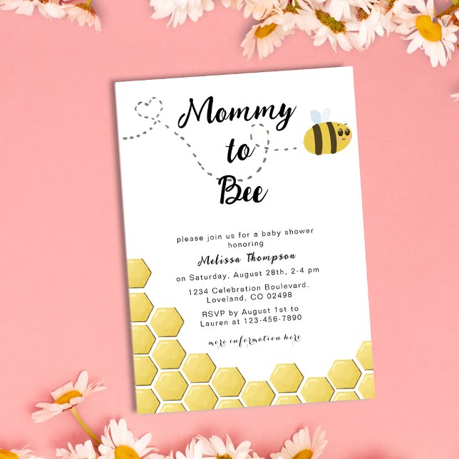 Mummy to Bee Gender Neutral Honeycomb Baby Shower Invitation (Creator Uploaded)