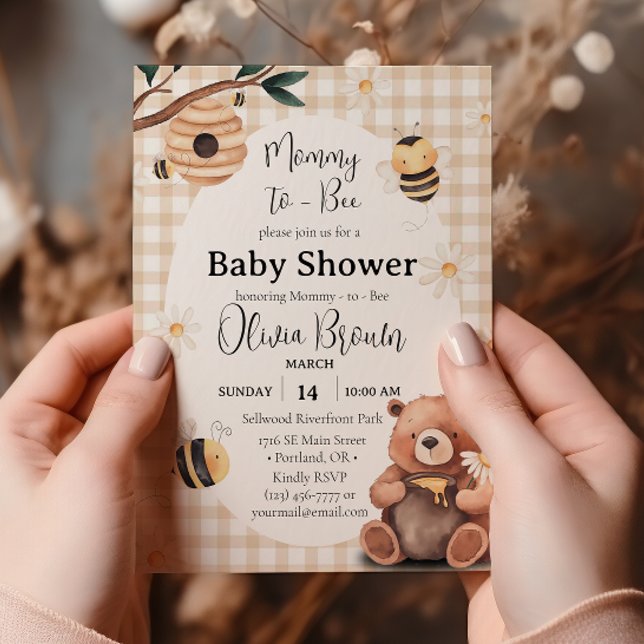 Mummy To Bee Gender Neutral Watercolor Baby Shower Invitation (Creator Uploaded)