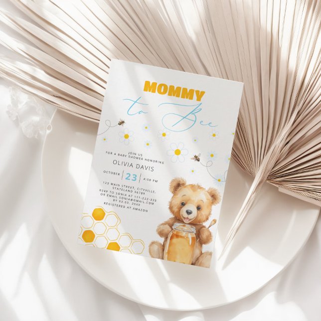 Mummy To Bee Honey Baby Bear Baby Shower Invitation (Creator Uploaded)