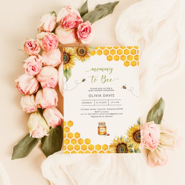 Mummy To Bee Honey Baby Shower Invitation (Creator Uploaded)