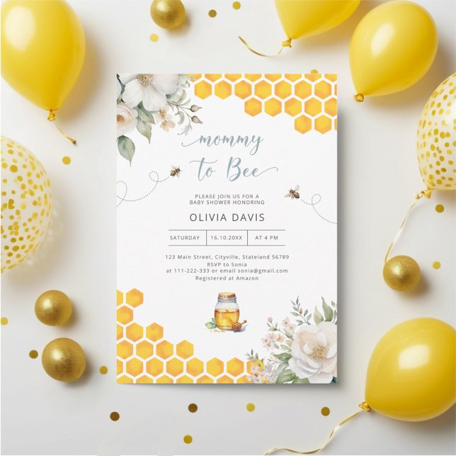 Mummy To Bee Honey Baby Shower Invitation (Creator Uploaded)