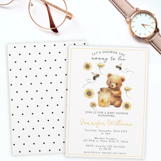 Mummy to bee honey bear baby shower invitation (Creator Uploaded)