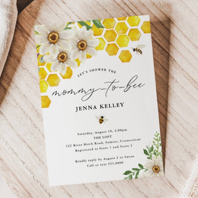 Mummy to Bee, Honey Bee & Daisies Baby Shower Invitation (Creator Uploaded)