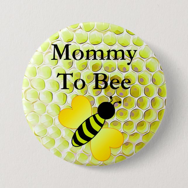 Mummy to Bee Honey Bee Yellow Baby shower Button (Front)