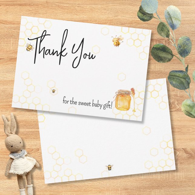 Mummy to Bee Honey Gender Neutral Chic Baby Shower Thank You Card (Creator Uploaded)