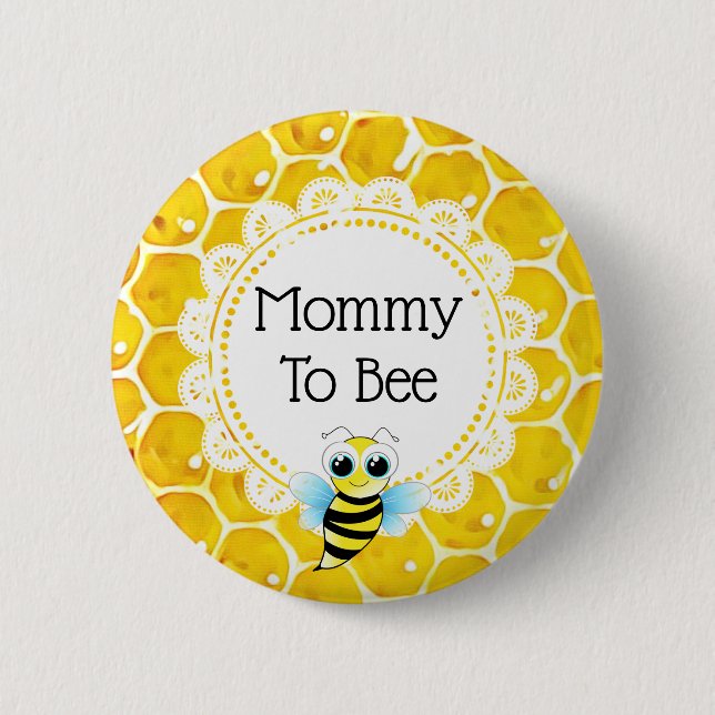 Mummy to Bee Honeycomb Baby Shower Button (Front)