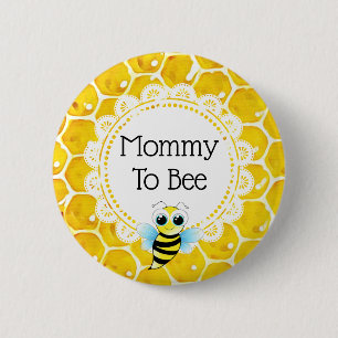 Mummy to Bee Honeycomb Baby Shower Button
