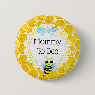 Mummy to Bee Honeycomb Baby Shower Button