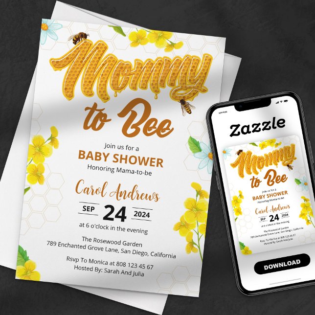 Mummy to Bee Honeycomb Baby Shower Invitation (Creator Uploaded)