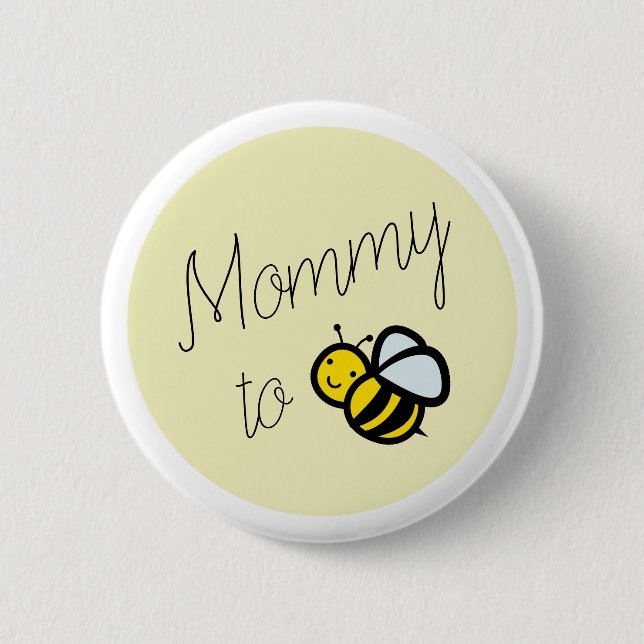 Mummy to Bee Mum Baby Shower Yellow 6 Cm Round Badge (Front)