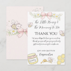 Mummy to Bee pink bow girls baby shower thank you Card