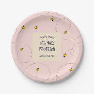 Mummy to Bee Rose Pink Baby Shower Paper Plate