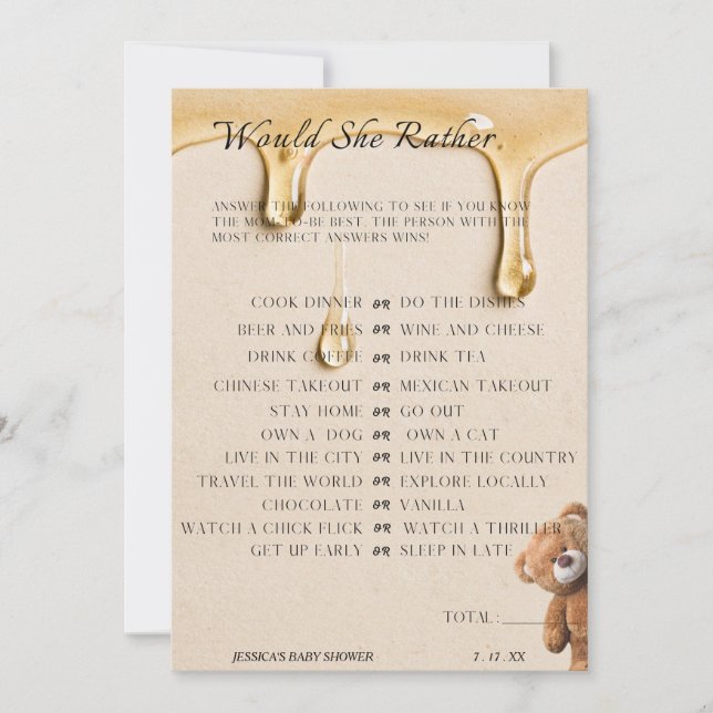 Mummy To Bee Shower Invite Would She Rather (Front)