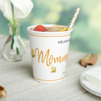 Mummy To Bee Simple Cute Baby Shower Party Paper Cups