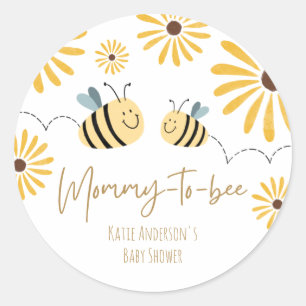 Mummy-to-Bee Sunflower Baby Shower Classic Round Sticker