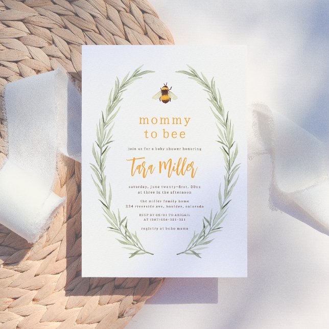 Mummy To Bee Watercolor Gender Neutral Baby Shower Invitation (Creator Uploaded)