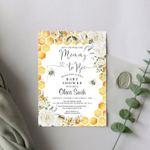 Mummy to Bee White Floral Baby Shower Invitation
