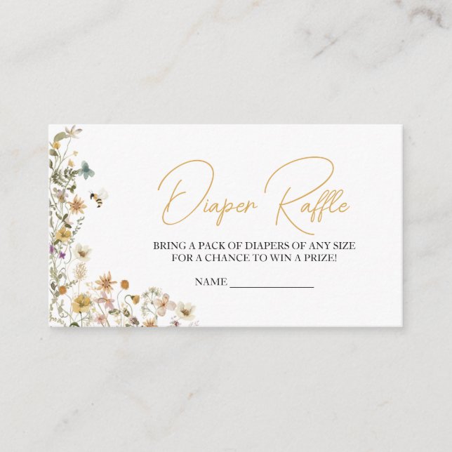 Mummy to Bee Wildflower Baby Shower Diaper Raffle Enclosure Card (Front)