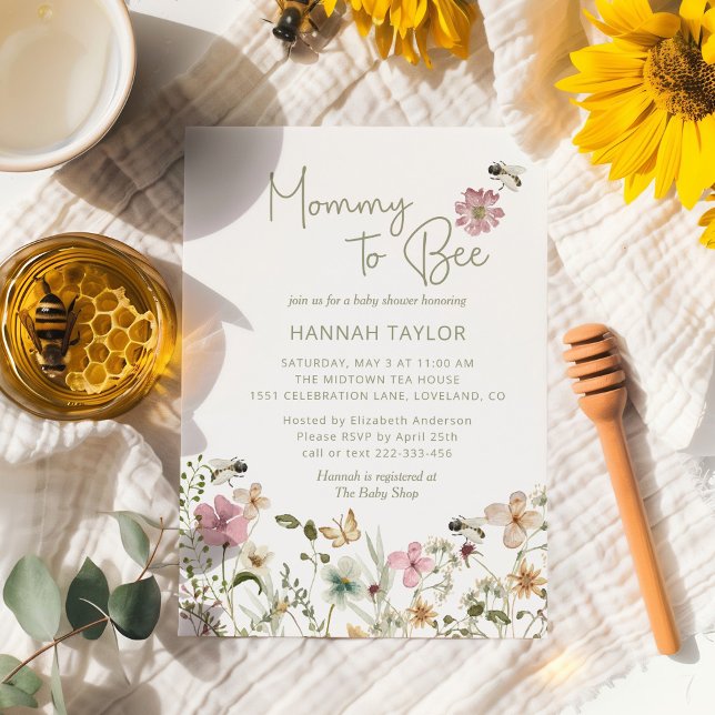 Mummy to Bee Wildflower Baby Shower Invitation (Creator Uploaded)