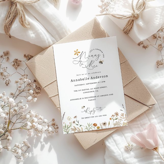 Mummy to bee wildflower baby shower invitation (Creator Uploaded)