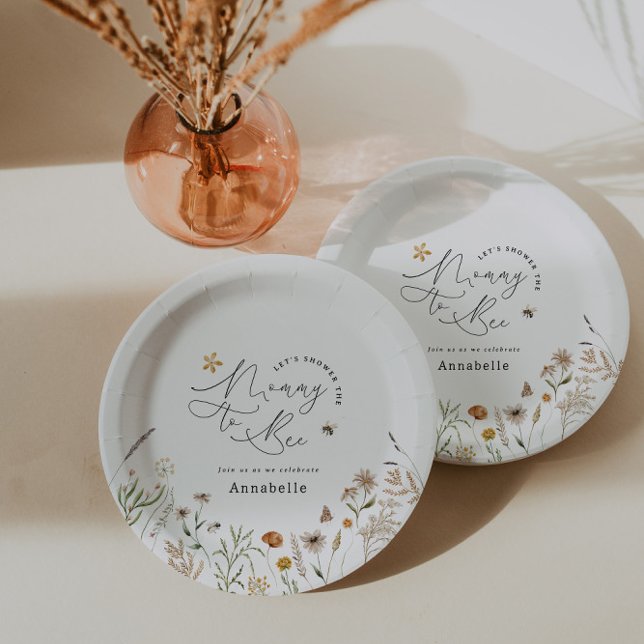 Mummy to bee wildflower baby shower paper plate (Creator Uploaded)