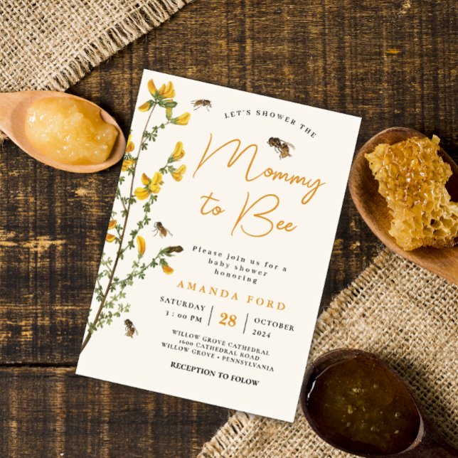 Mummy to Bee wildflower  yellow floral Baby Shower Invitation (Creator Uploaded)