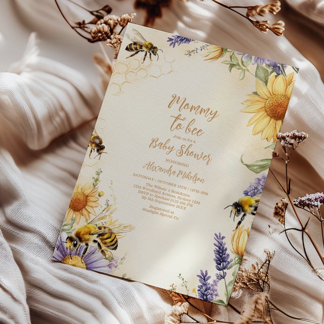 Mummy to Bee Wildflowers Baby Shower Invitation (Creator Uploaded)