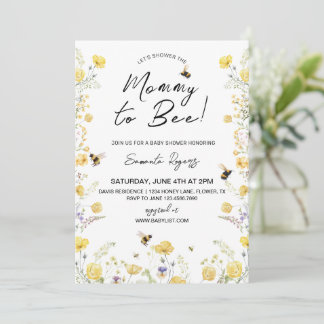 Mummy to Bee Wildlfower Baby Shower  Invitation