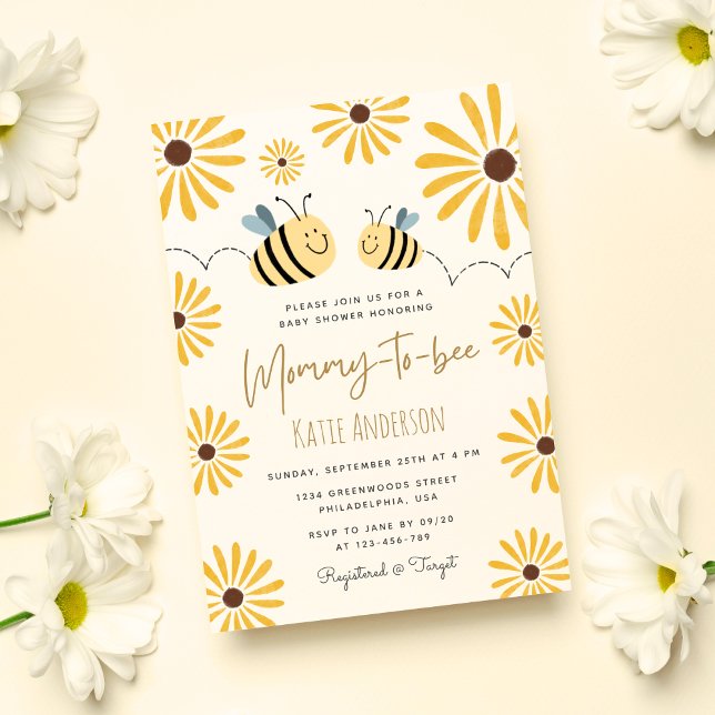 Mummy to bee Yellow Bee and Sunflower Baby Shower Invitation (Creator Uploaded)