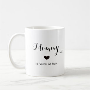 Mummy Trendy Mum, Kids Names Mother's Day Gift  Coffee Mug
