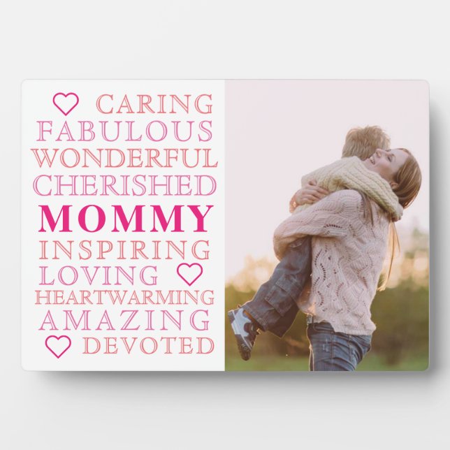 Mummy Typography Modern Trendy Family Photo Plaque (Front)