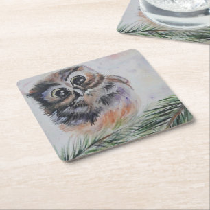 Mummy... - Watercolor Painting Square Paper Coaster