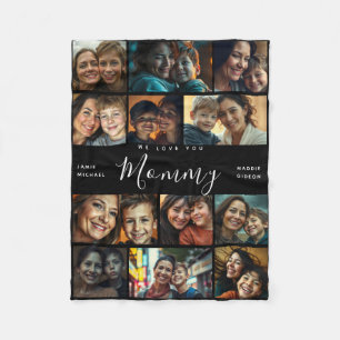 Mummy We Love You   Modern Heart Photo Collage Fleece Blanket