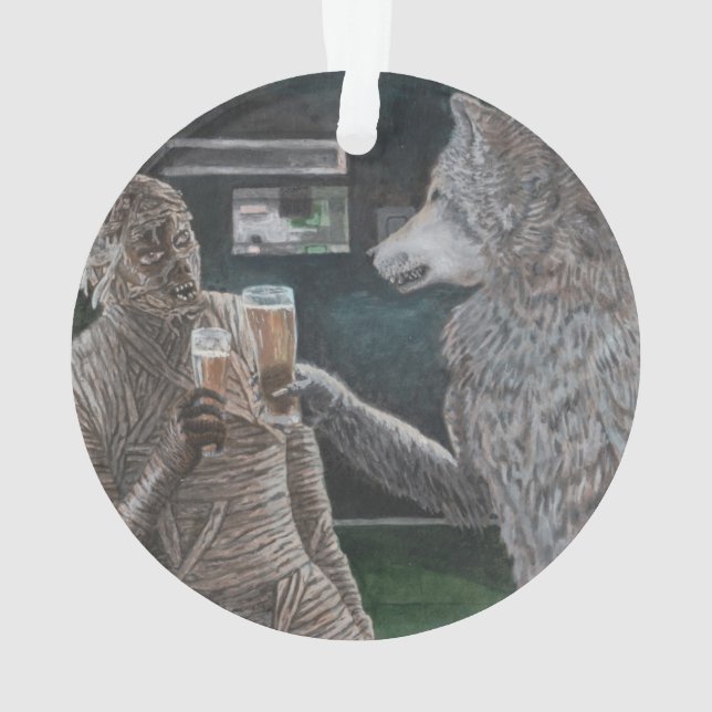 Mummy Werewolf Drinking Fantasy Acrylic Ornament (Back)