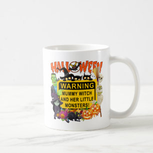 Mummy Witch and her Little Monsters, Halloween Coffee Mug