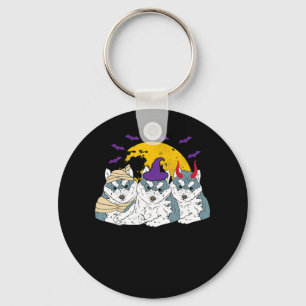 Mummy witch siberian husky dog halloween gift key ring