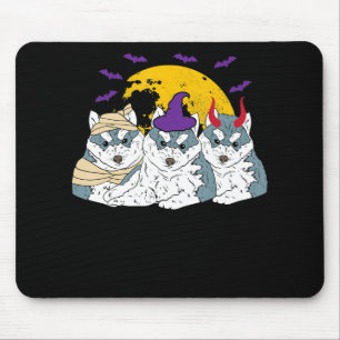 Mummy witch siberian husky dog   halloween gift mouse pad