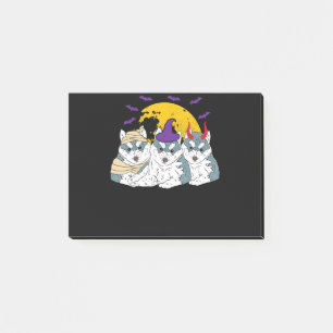 Mummy witch siberian husky dog   halloween gift post-it notes