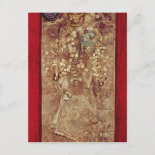 Mummy with gold crown and grave goods postcard