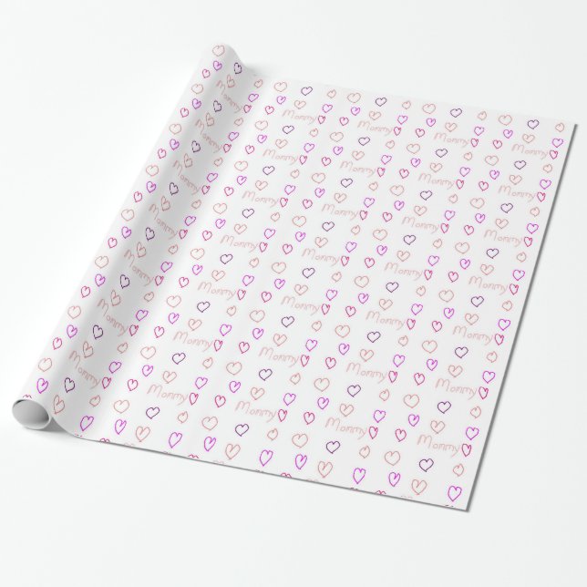 Mummy with hearts wrapping paper (Unrolled)