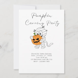 Mummy with Jack-O' Lantern Pumpkin Carving Party Invitation