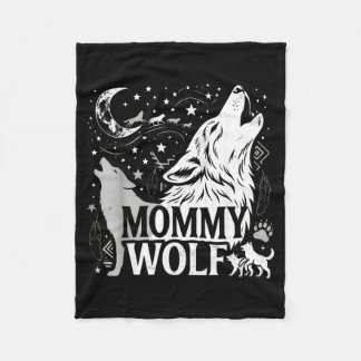 Mummy Wolf Gifts Matching Family Tribe Wolves Moon Fleece Blanket