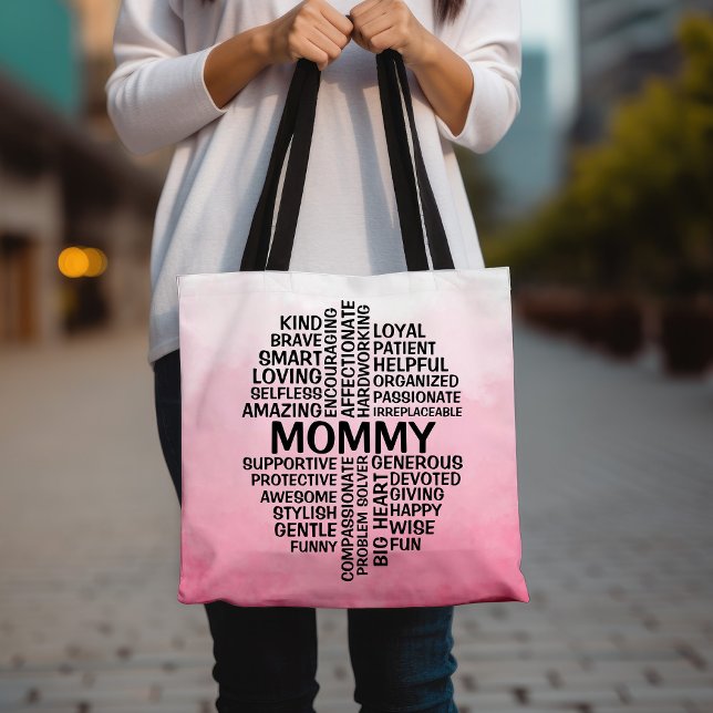 Mummy Word Cloud Name Pink Ombre Tote Bag (Creator Uploaded)